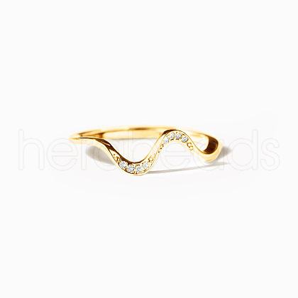 Wave Shaped 925 Sterling Silver Micro Pave Clear Cubic Zirconia Finger Rings FS-WG6021D-08-1
