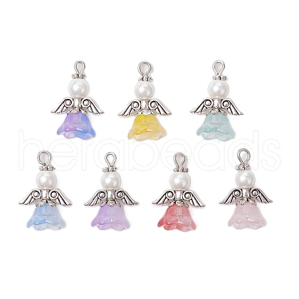 Glass Pearl Pendants PALLOY-JF03655-01-1