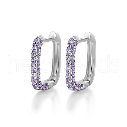 Rectangle S925 Sterling Silver Hoop Earrings AK6460-10-1