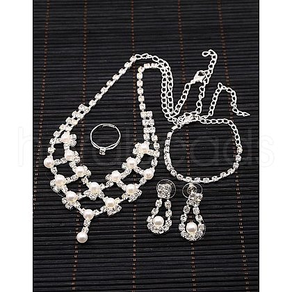 Iron Rhinestone Bridal Jewelry Sets: Necklaces SJEW-K007-04S-1
