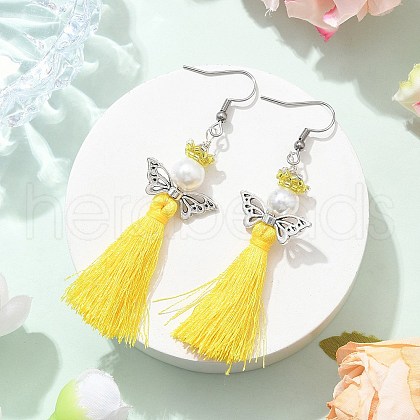 Angel 304 Stainless Steel Dangle Earrings EJEW-MZ00410-02-1