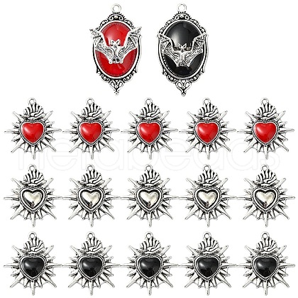 10Pcs 5 Styles Halloween Theme Alloy Resin Pendants FIND-YW0006-14-1
