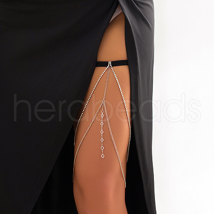 Iron Chain with Clear Cubic Zirconia Elastic Tape Layered Tassel Leg Chains FS-WG04B60-06-1