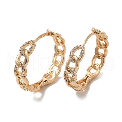 Brass Micro Pave Cubic Zirconia Hoop Earrings EJEW-M238-68KCG-1