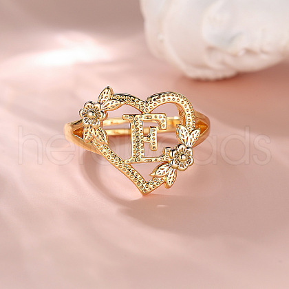 Heart with Flower Hollow Out Brass Finger Rings FS-WG99C3E-05-1
