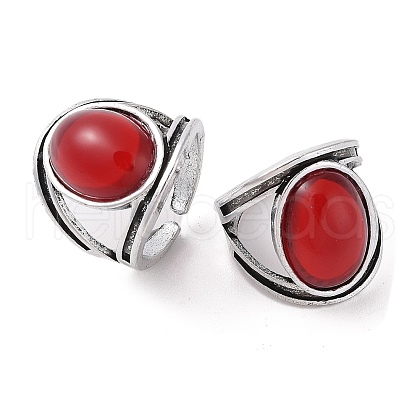 Oval Resin Finger Ring RJEW-B107-16AS-02-1