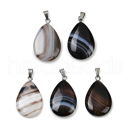 Dyed Natural Banded Agate Pendants G-G202-09C-1