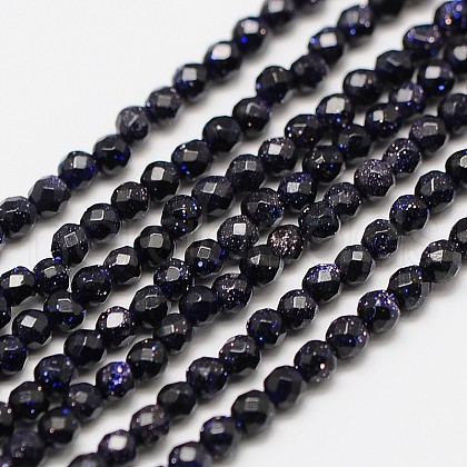 Synthetic Blue Goldstone Beads Strands G-A129-3mm-G03-1