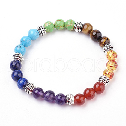 Gemstone Stretch Bracelets X-BJEW-P179-01-1