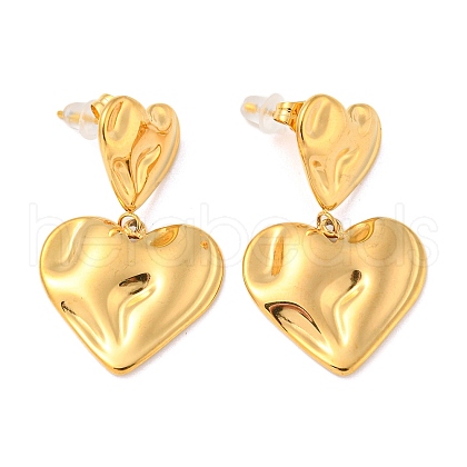 304 Stainless Steel Dangle Stud Earrings EJEW-P253-01G-1