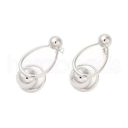 Brass Teardrop with Ball Dangle Stud Earrings for Women EJEW-D065-06P-1