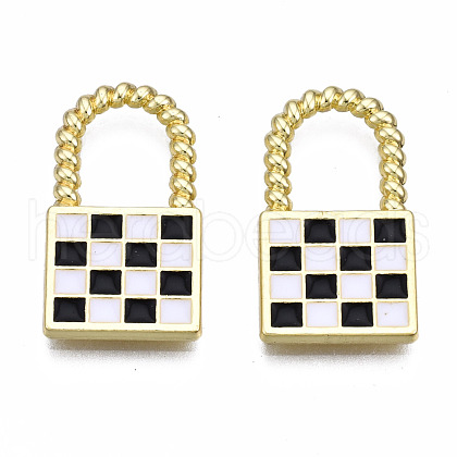 Rack Plating Alloy Checkerboard Pendants PALLOY-S132-255A-RS-1