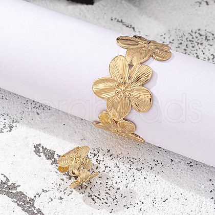 Flower Alloy Cuff Bangles & Cuff Rings Sets FS-WG9C22C-01-1