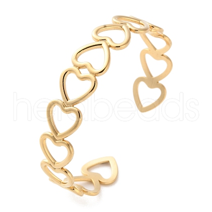 304 Stainless Steel Cuff Bangles for Women BJEW-K263-05G-09-1
