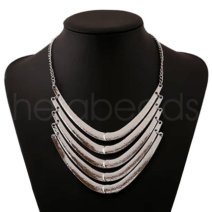 Multilayer Curved Shaped Alloy Bib Necklaces for Women FS-WG0316B-02-1