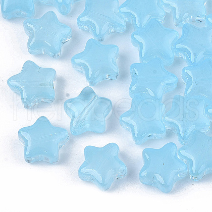 Transparent Spray Painted Glass Beads X1-GLAA-N035-01-A06-1