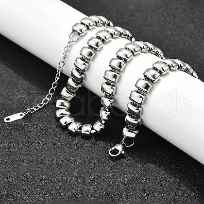 304 Stainless Steel Rectangle Link Chain Neklaces for Women NJEW-R024-01P-1