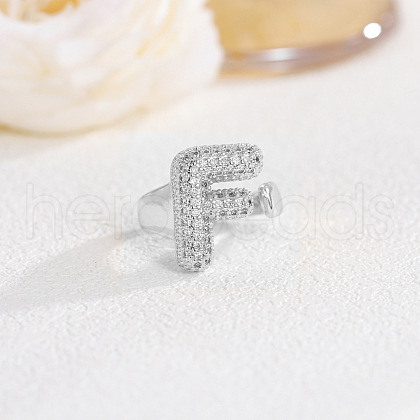 Brass Micro Pave Clear Cubic Zirconia Cuff Rings FS-WG4832E-12-1