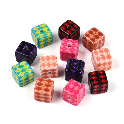 Printed Opaque  Acrylic Beads MACR-N018-04-1