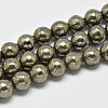 Natural Pyrite Round Beads Strands G-F197-07-6mm-1