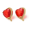Rack Plating Brass Rhinestone Stud Earring Finding KK-C023-03A-1