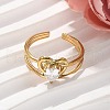 304 Stainless Steel Pave Cubic Zirconia Cuff Rings for Women RJEW-H246-02G-01-2