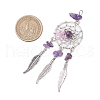 6Pcs 6 Styles Natural & Synthetic Mixed Gemstone & Alloy Woven Web/Net with Feather Big Pendants PALLOY-JF03442-2