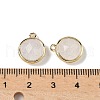 Brass Pave Natural Quartz Crystal Faceted Flat Round Charms G-U028-03G-05-3