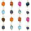 40Pcs 8 Colors Dyed Natural Dragon Veins Agate Nuggets Connector Charms PALLOY-CJ00042-8