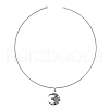 Viking Series Wolf Head Moon Star Pendant Necklace with Iron Chain for Men PW-WG50865-01-3