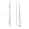 Rhodium Plated 925 Sterling Silver Star with Chain Tassel Dangle Earrings JE1045A-1