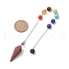 Chakra Synthetic & Natural Mixed Gemstone Pointed Dowsing Pendulums PALLOY-JF02608-02-3