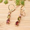 Teardrop Brass Pave Colorful Cubic Zirconia Hoop Earrings for Women EJEW-G428-23G-3