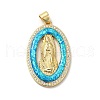 Rack Plating Brass Micro Pave Cubic Zirconia with Synthetic Opal Pendants KK-D088-22G-2