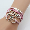 PU Leather & Hemp Cord Multi-strand Bracelets WG4AB3D-09-1