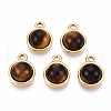 Natural Tiger Eye Half Round Charms STAS-N109-213E-G-1