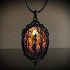 Oval Gothic Alloy Glass Halloween Pendant Necklaces for Women FS-WG73C21-03-1