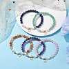 6mm Round Gemstone & Pearl Beaded Stretch Bracelets BJEW-JB10618-2