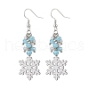 Snowflake Alloy Electroplate Glass Beads Dangle Earrings EJEW-TA00663-3