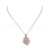 Natural Rose Quartz Nugget Pendant Necklace with 304 Stainless Steel Chains NJEW-JN04385-03-2