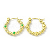 Ion Plating(IP) 304 Stainless Steel Twist Teardrop Hoop Earrings with Enamel for Women EJEW-G293-18B-G-2