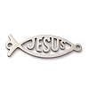 201 Stainless Steel Hollow Religion Jesus Fish Connector Charms STAS-V014-03P-1