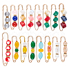  ® 16Pcs 16 Style Resin Imitation Gemstone & Crystal Rhinestone Beaded Safety Pin Brooches JEWB-PH0001-27-1