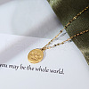 304 Stainless Steel Oval with Paw Print Pendant Necklaces for Women FS-WG54FDA-01-3