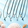 Handmade Porcelain Shell Shaped Pendant Black Waxed Cotton Cord Necklaces NJEW-JN05271-1