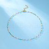 Ocean Style Brass & Synthetic Stone Cuboid Beaded Necklaces for Women's Vacation Date Gift FE9405-3