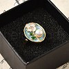 Mother's Day Jewellery Brass Enamel Cuff Rings RJEW-K291-03G-01-2