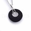 Natural & Synthetic Mixed Gemstone Flat Round Pendants G-I357-A-3