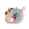 Natural & Synthetic Mixed Stone Copper Wire Wrapped Teardrop Pendants PALLOY-JF02846-4