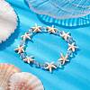 Summer Beach  Starfish Dyed Synthetic Turquoise & Faceted Glass Beaded Stretch Bracelets for Women Men BJEW-JB10454-01-4